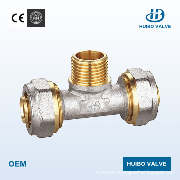 Tee Channel Brass Fitting Male Thread for Wholesales